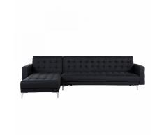 Divano letto angolare in tessuto grigio grafite versione destra ABERDEEN