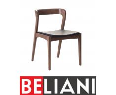 Sedia marrone in legno con seduta in pelle ASTORIA