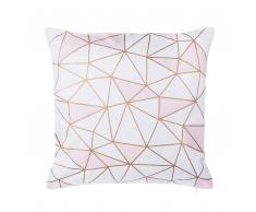 Cuscino decorativo in cotone motivo geometrico 45 x 45 cm rosa