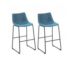 Set di 2 sgabelli da bar in tessuto blu FRANKS
