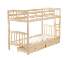 Letto a castello in legno di Pino 90x200 cm REVIN