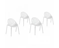 Set di 4 sedie da pranzo in metallo e plastica bianca MUMFORD