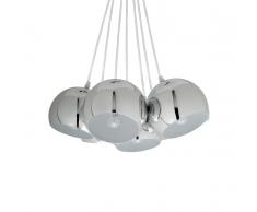 Lampadario a 7 punti luce in metallo argentato OLZA