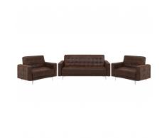 Set da soggiorno in tessuto similpelle marrone ABERDEEN