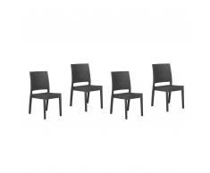 Sedia da giardino in rattan-grigio grafite set di 4 pz FOSSANO