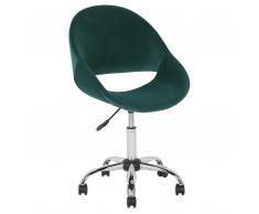 Sedia da ufficio con rotelle in velluto verde SELMA