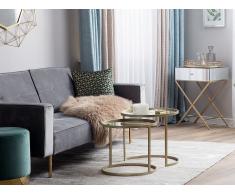 Set di 2 tavolini da soggiorno specchiato e oro ARIA