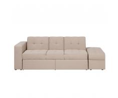 Divano letto beige con cassetti e ottomano contenitore FALSTER