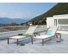 Lettino sdraio da giardino in alluminio e legno sintetico bianco NARDO
