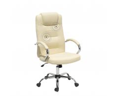 Poltrona relax da ufficio in pelle sintetica beige gambe cromate DIAMOND II