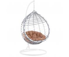 Sedia poltrona sospesa in rattan bianco FORIO