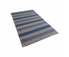 Tappeto rettangolare in lana - blu e grigio - Tappeto moderno di design - 160x230cm - PATNOS