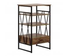 Scaffale a 4 mensole in color legno scuro con un cassetto KEENE