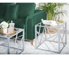 Tavolino basso color argento in vetro ORLAND