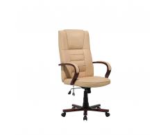 Poltrona massaggiante da ufficio in pelle sintetica beige DIAMOND