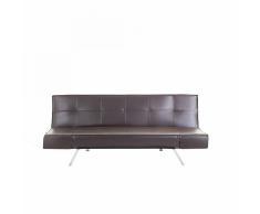 Divano letto in pelle sintetica marrone BRISTOL