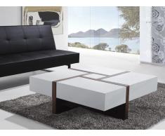 Tavolino da caffè con 4 cassetti color noce-bianco 100 x 100 cm - EVORA