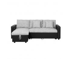 Divano letto angolare in tessuto grigio versione destra TAMPERE