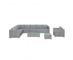 Set da giardino in rattan grigio XXL