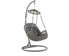 Sedia poltrona sospesa in rattan grigio NOLA