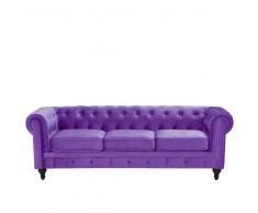 Divano vintage a 3 posti in tessuto viola CHESTERFIELD