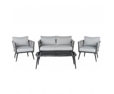 Set da giardino in rattan grigio e nero PREVEZA
