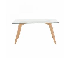 Tavolo da pranzoin legno di quercia e piano in vetro 160x90cm HUDSON