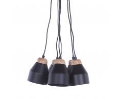 Lampada a sospensione nera formata da 6 paralumi CESTOS