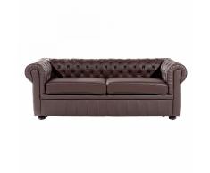 Divano vintage a 3 posti in pelle marrone CHESTERFIELD