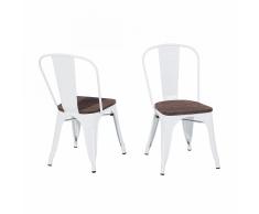 Sedia da pranzo in metallo bianco e legno APOLLO