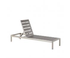 Lettino da giardino in alluminio e legno sintetico grigio NARDO