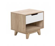 Comodino con cassetto marrone chiaro e bianco SPENCER