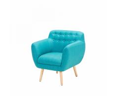Poltrona imbottita in tessuto azzurro - MELBY