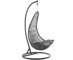 Sedia poltrona sospesa in rattan nero MELFI
