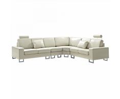 Divano angolare moderno in pelle beige STOCKHOLM
