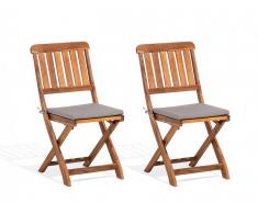 Sedia da giardino in legno di acacia 140x75cm 2pz CENTO