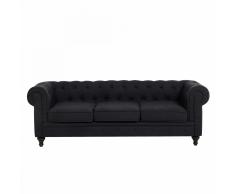 Divano 3 posti in tessuto grigio scuro CHESTERFIELD