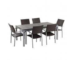Set di tavolo e sedie in rattan e granito TORINO