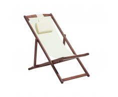 Sedia da giardino in legno di eucalipto e tessuto beige AVELLINO