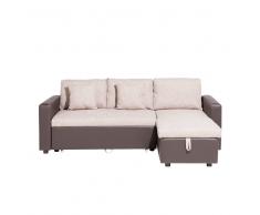 Divano letto angolare in tessuto beige versione sinistra TAMPERE