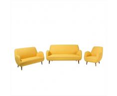 Set soggiorno moderno da 6 posti in tessuto giallo KOUKI