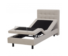 Letto singolo in tessuto beige DUKE