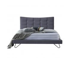 Letto matrimoniale in tessuto grigio 160 x 200 cm LANNION