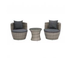 Set da balcone 2 posti in rattan grigio CAPRI