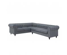 Divano angolare vintage in tessuto grigio versione destra CHESTERFIELD