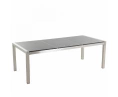 Tavolo da giardino in acciaio e granito 220 cm in color grigio lucido - GROSSETO