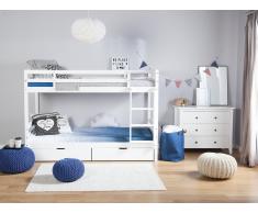 Letto a castello in legno di pino bianco 90x200cm REGAT