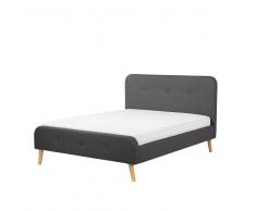 Letto matrimoniale moderno in tessuto grigio 140x200cm RENNES
