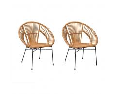Set di 2 sedie da giardino in rattan colore giallo SARITA