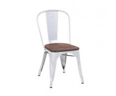 Sedia da pranzo in metallo argentato e legno APOLLO